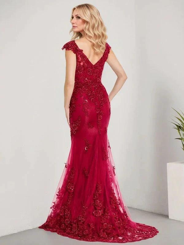 A-line V-Neck Floor-Length Lace Chiffon Mother of the Bride Dress With Applique Sequins Mermaid Dresses by Dreamylily