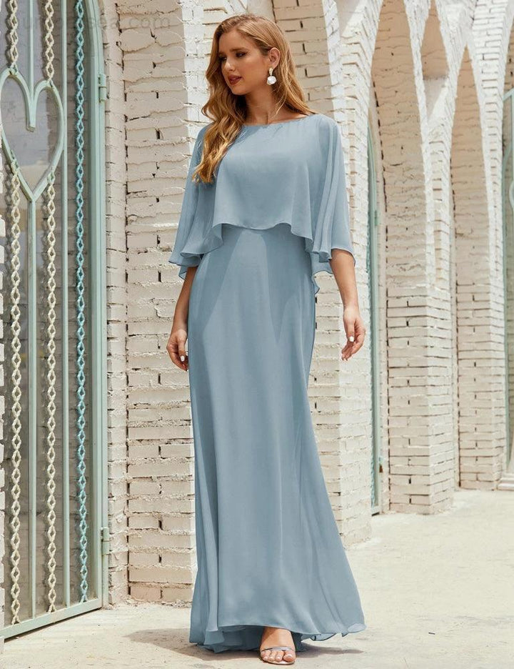 Sunnderly Bridesmaid Dress Women Long Sleeve V-Neck Chiffon Formal Wedding Party Dress SY28018 by numbersea