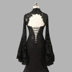Black Luxury Gothic  Wedding Dress Sheer Lace Mermaid  SW562