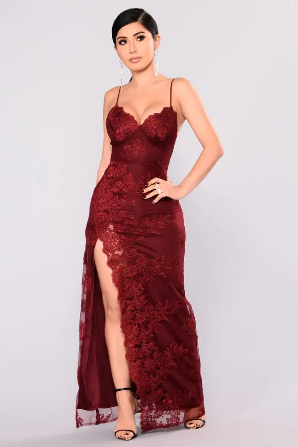 Gorgeous Mermaid Burgundy Long Lace Evening Dress Y1910 by simplepromdress