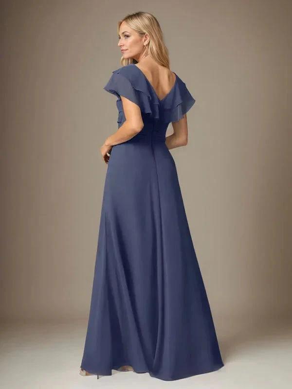 Stormy A-Line V-Neck Ruched Chiffon Dress by Dreamylily