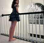 Navy Blue A-Line Sweetheart Lace Tiered Short Homecoming Dress Y8107 by simplepromdress