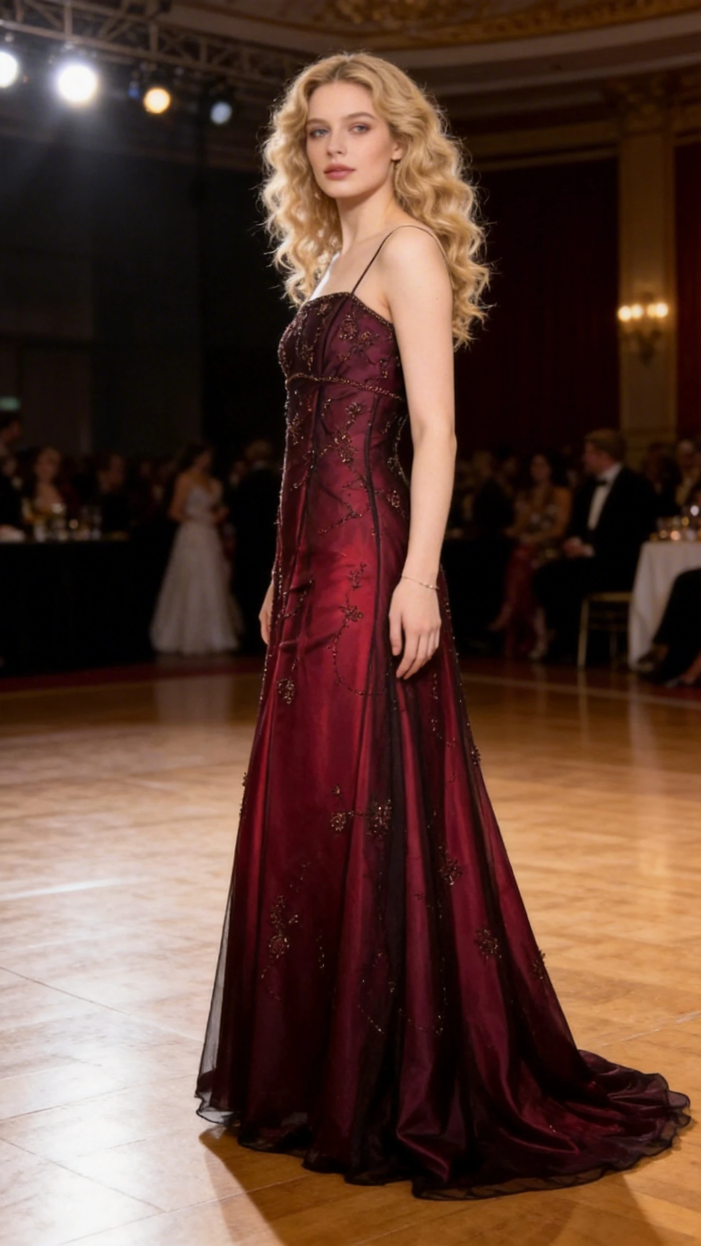 Vintage Burgundy Tulle Beaded A Line Prom Dress Evening Dress Y7684 by simplepromdress