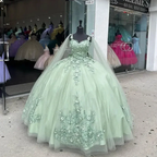 Mint Green Quinceanera Dresses 3D Flowers Ball Gown Pageant Party Sweet 15 Dress Y4481 by simplepromdress