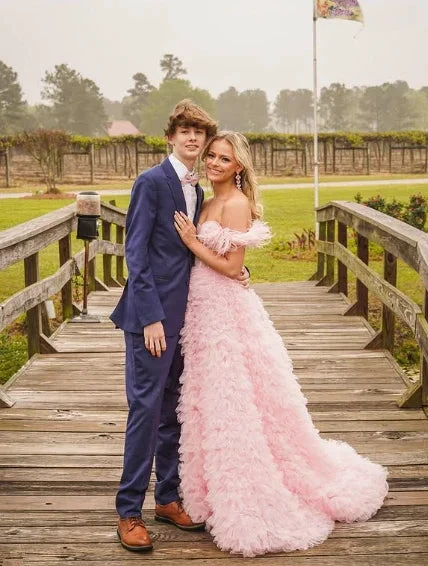 Pink Tulle Ruffled Gown Tulle Prom Dress Corset Tulle Evening Dress Y6093 by simplepromdress