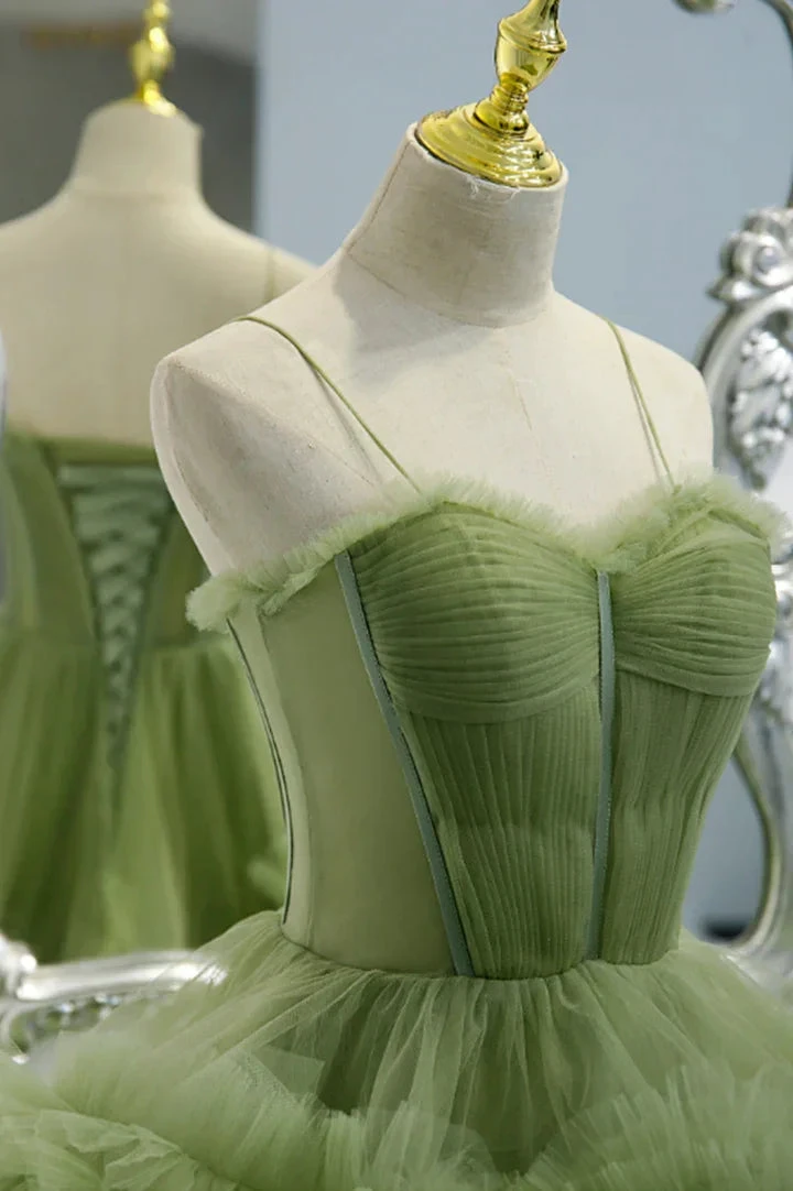 Green Tulle Long Prom Dresses, A-Line Formal Evening Dresses Y2029 by simplepromdress