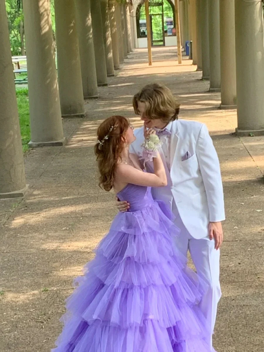 Purple A-line Tulle Layered Prom Dress Purple Evening Dress Y2604 by simplepromdress