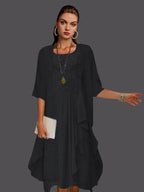Two Piece A-Line Chiffon Lace Sleeveless Jacket Dresses with Pleats Appliques by Dreamylily