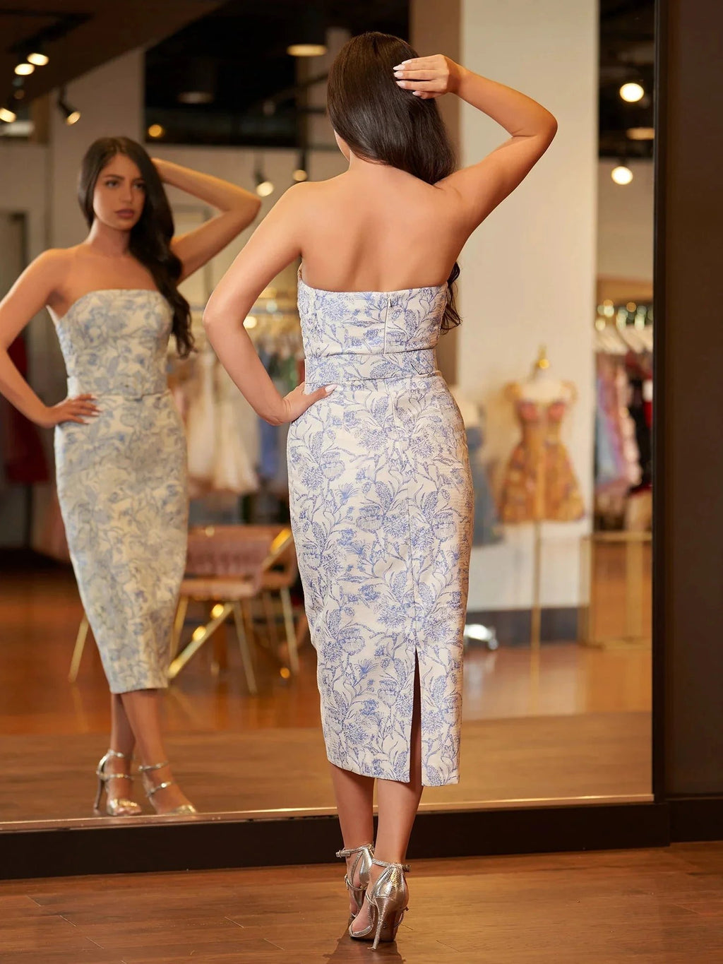 Zeno | Mermaid Tea Length Strapless Prom Dress With Sashes by Kissprom