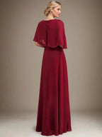 A-line Scoop Floor-Length Chiffon Lace Mother of the Bride Dress With Sequins Beading by Dreamylily