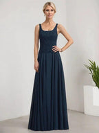 A-line Square Floor-Length Lace Chiffon Mother of the Bride Dress With Sequins by Dreamylily
