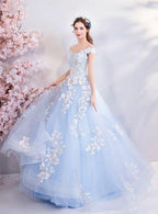 Blue Off The Shoulder Quinceanera Dresses Blue Ball Gown Y52 by simplepromdress