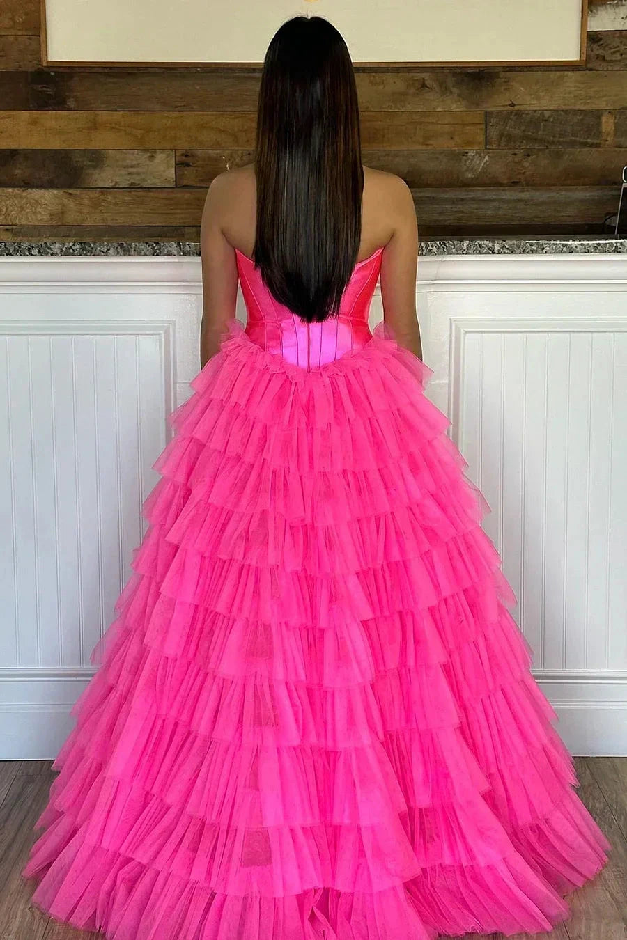 Harmony |A-Line Sweetheart Tiered Tulle Prom Dress with Slit by KissProm
