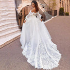 RODDRSYA Beach Wedding Dresses Lace Puff Sleeves Bridal Gowns Princess Off Shoulder Vestido De Novia Appliques Tulle Sweep Train by payinti