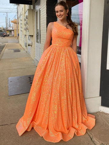 Charlee | A-Linien-Ballkleid mit One-Shoulder-Träger und Pailletten