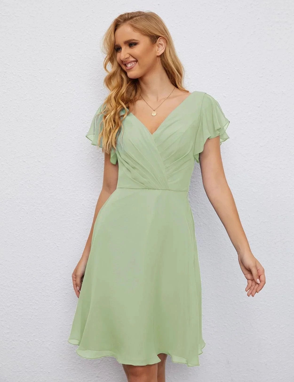 Numbersea U Back Homecoming Dress Formal Prom Dress Knee Length Short Sleeves Cocktail Party Dress 28077 by numbersea