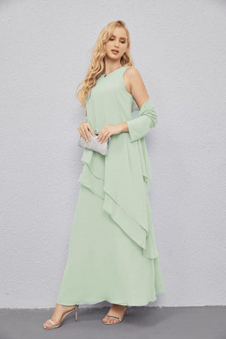 Mother of Bride Dresses with Open Front Lightweight Cardigan Formal Prom Gown  28081