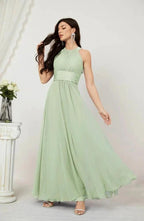 Numbersea Formal Party Gown Dress Chiffon Halter Long Sleeveless Bridesmaid Dresses 2802 by numbersea