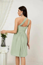 Numbersea Women Chiffon Short One Shoulder Bridesmaid Dress Formal Dresses for Party Homecoming 2804 by numbersea