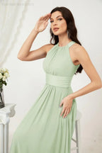 Numbersea Formal Party Gown Dress Chiffon Halter Long Sleeveless Bridesmaid Dresses 2802 by numbersea