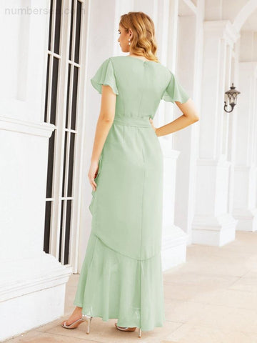 Numbersea Ruffled Bridesmaid Dresses Mermaid Formal Violin Evening Party Prom Gowns 28042