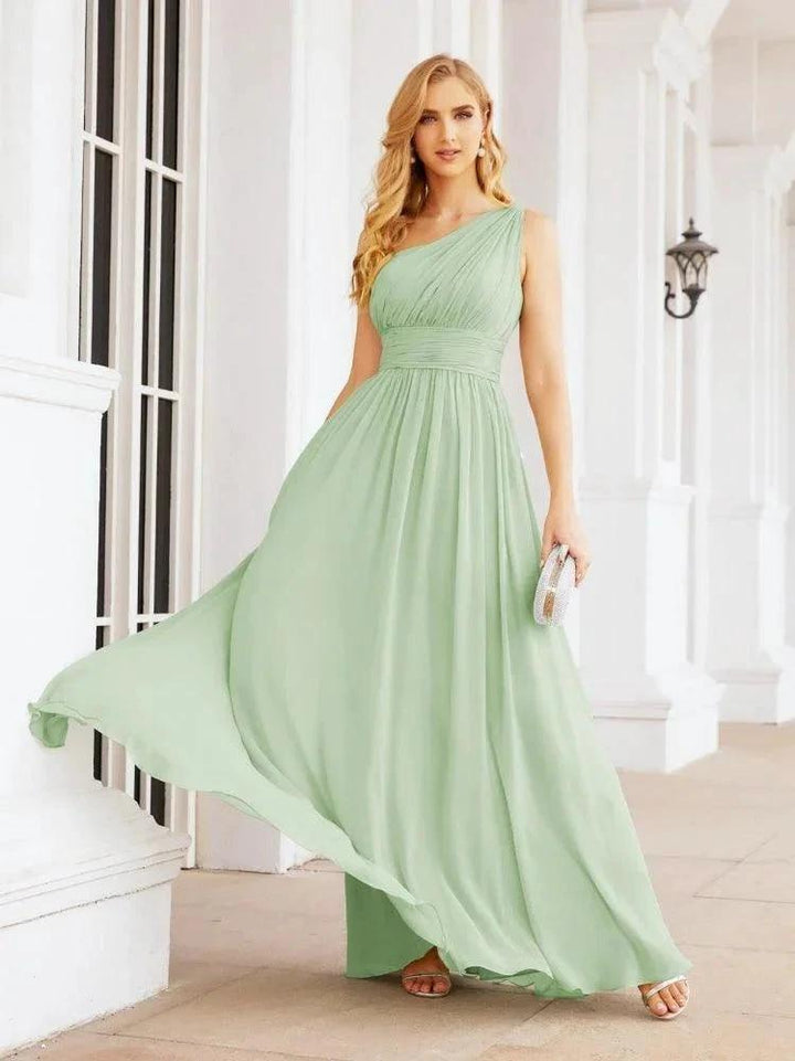 Numbersea One Shoulder Bridesmaid Dresses Long Maxi Formal Evening Party Prom Gowns 28061 by numbersea