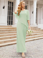 Sunnderly Formal Party Gown Dress Long Mother of The Bride Dresses with Ruffle Cape SY28026 by numbersea