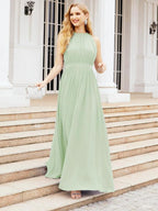 Numbersea Halter Bridesmaid Dress Empire Waist Formal Evening Prom Gown for Mother of The Bride 28030 by numbersea