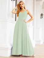 Numbersea Spaghetti Strap Bridesmaid Dresses V Neck Butterfly Back Fromal Evening Party Prom Gown 28036 by numbersea