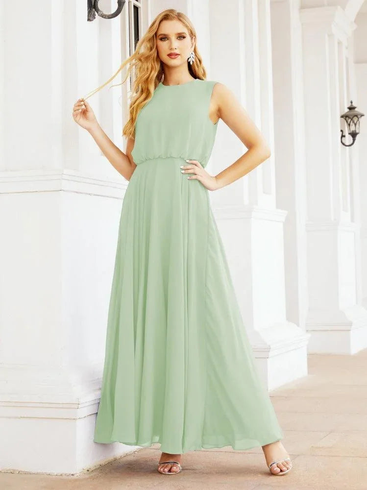 Numbersea Sleeveless Long Bridesmaid Dress A line Formal Evening Prom Gown 28025