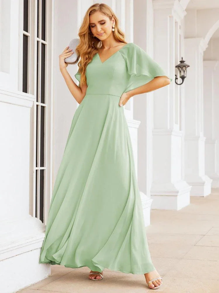 Numbersea Bridesmaid Dresses for Wedding Formal Evening Party Prom Gown with Cape 28050