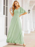 Numbersea Bridesmaid Dresses for Wedding Formal Evening Party Prom Gown with Cape 28050