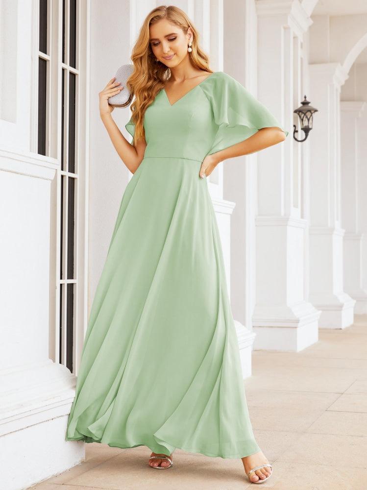 Numbersea Bridesmaid Dresses for Wedding Formal Evening Party Prom Gown with Cape 28050