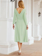 Bridesmaid Dress V-Back Waist Belt Mother of the Bride Wedding Guest SY28031 by numbersea