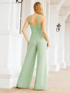 Numbersea Crisscross Neck Jumpsuit Formal Evening Dress Long Bridesmaid Dresses Bell-bottomed Pants 28033 by numbersea