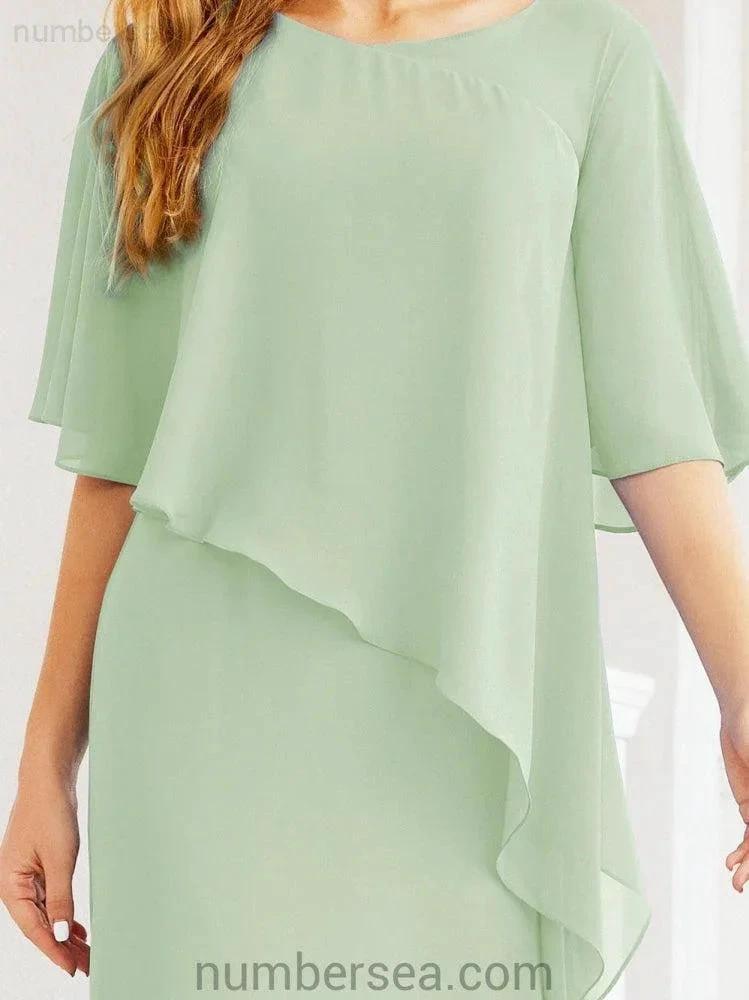 Sunnderly Formal Party Gown Dress Long Mother of The Bride Dresses with Ruffle Cape SY28026 by numbersea
