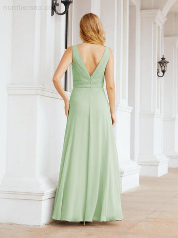 Numbersea Bridesmaid Dresses for Wedding Ruffles Long Formal Prom Gowns 28039