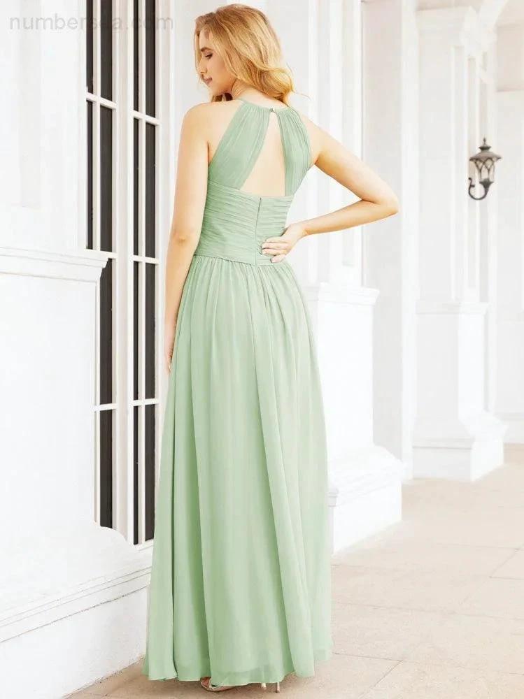 Numbersea Sleeveless Bridesmaid Dresses Long Prom Gown Zipper with Keyhole Back 28056 by numbersea