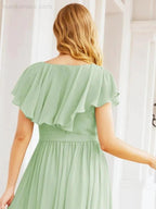 Bridesmaid Dresses with Flutter Sleeves Formal Evening Party Prom Gowns 28044 by numbersea