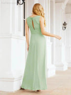 Formal Prom Gown Elegant V-Neck Sleeveless Bridesmaid Dresses for Wedding Party 28037 by numbersea