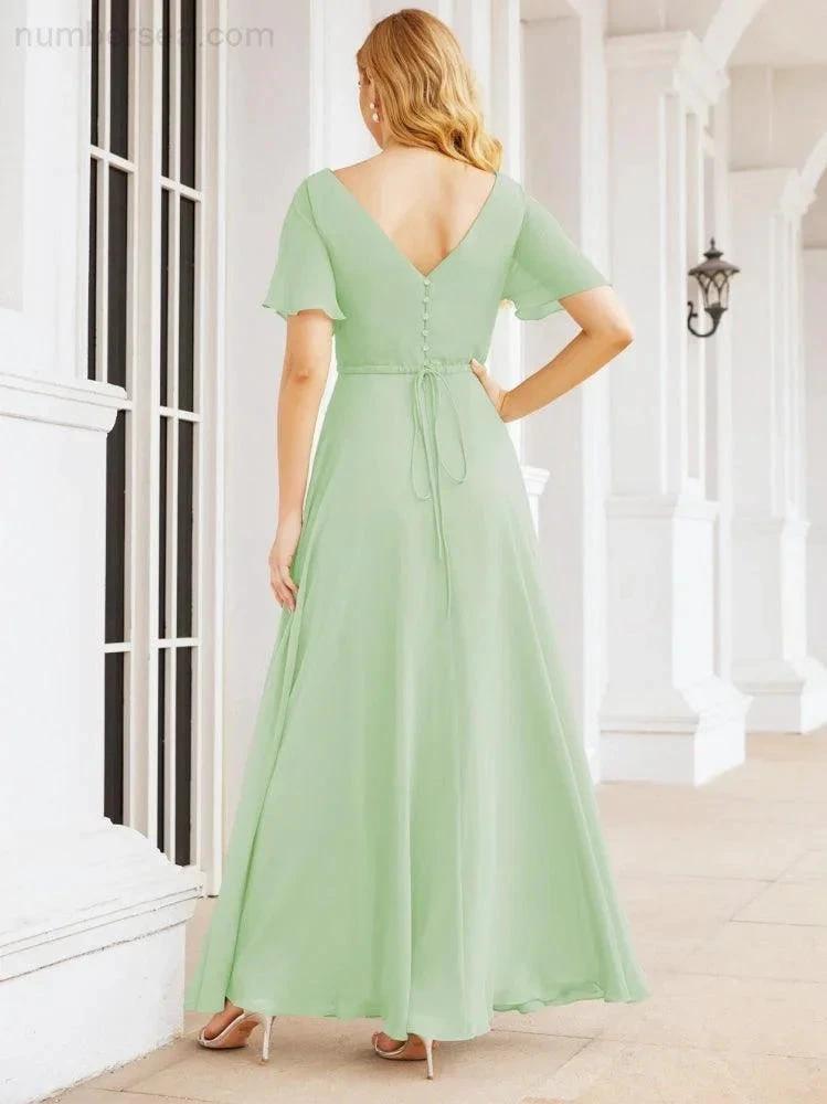 Numbersea Formal Prom Gowns for Mother of The Bride Short Sleeves Bridesmaid Dress 28049 by numbersea