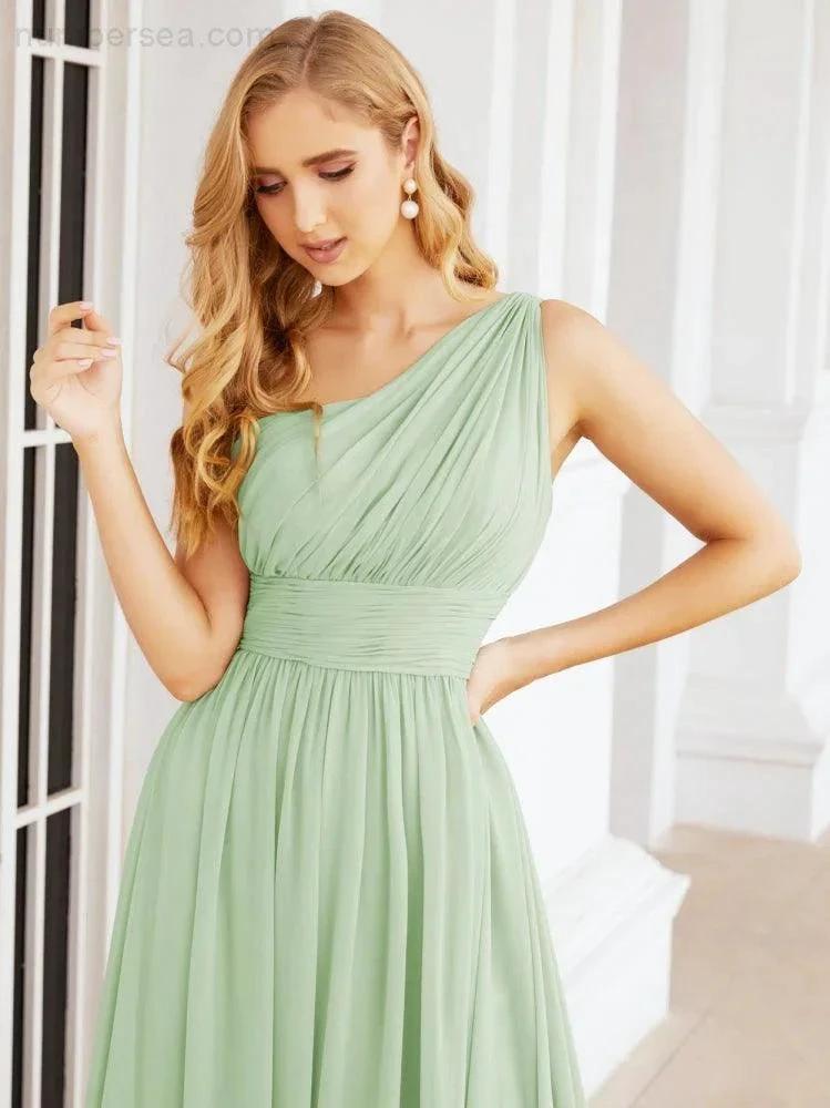 Numbersea One Shoulder Bridesmaid Dresses Long Maxi Formal Evening Party Prom Gowns 28061 by numbersea