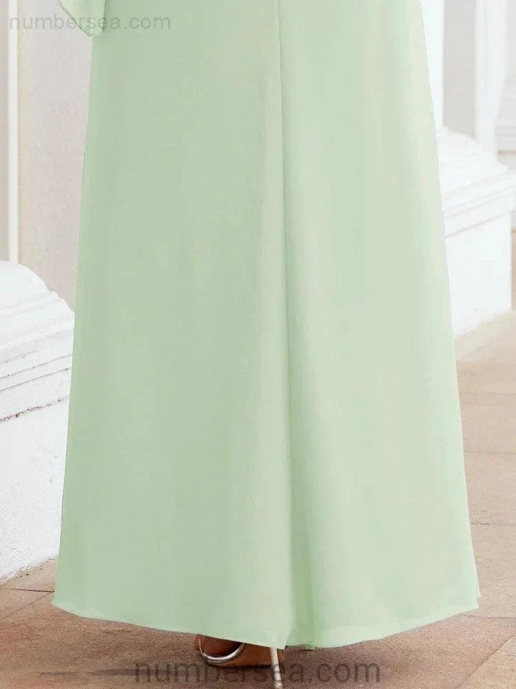 Sunnderly Formal Party Gown Dress Long Mother of The Bride Dresses with Ruffle Cape SY28026 by numbersea