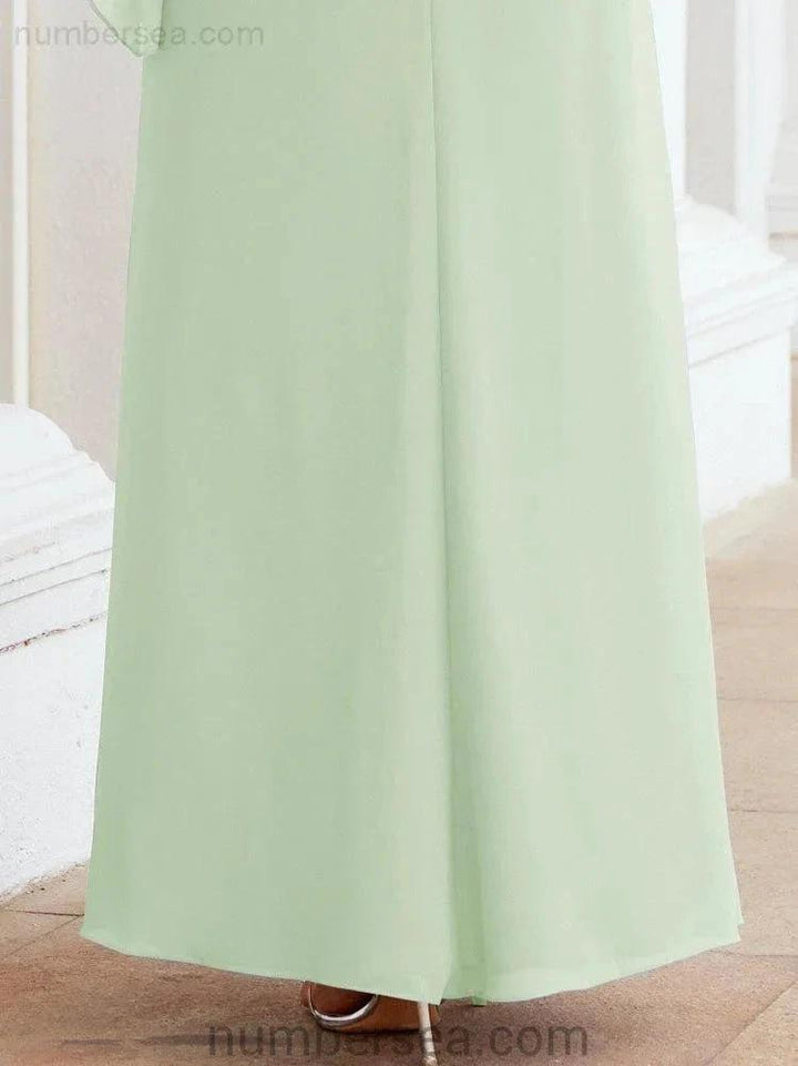 Sunnderly Formal Party Gown Dress Long Mother of The Bride Dresses with Ruffle Cape SY28026 by numbersea
