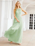 Numbersea Sleeveless Bridesmaid Dresses Long Prom Gown Zipper with Keyhole Back 28056 by numbersea