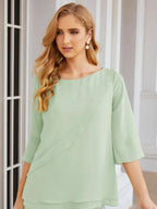 Sunnderly Elegant 2 Piece Mother of The Bride Dress Plus Size Pant Suits Ruffle Layers Sliver Housecoat SY28064 by numbersea