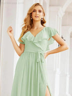 Bridesmaid Dresses with Flutter Sleeves Formal Evening Party Prom Gowns 28044 by numbersea