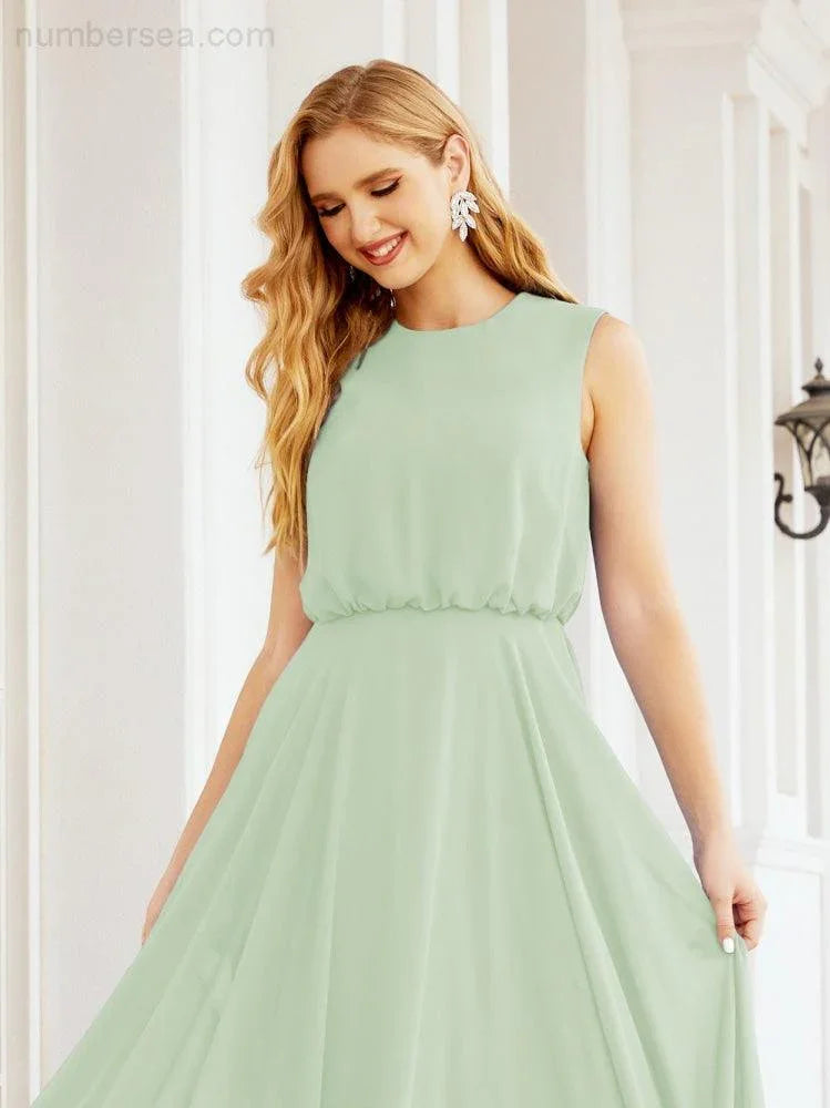 Numbersea Sleeveless Long Bridesmaid Dress A line Formal Evening Prom Gown 28025
