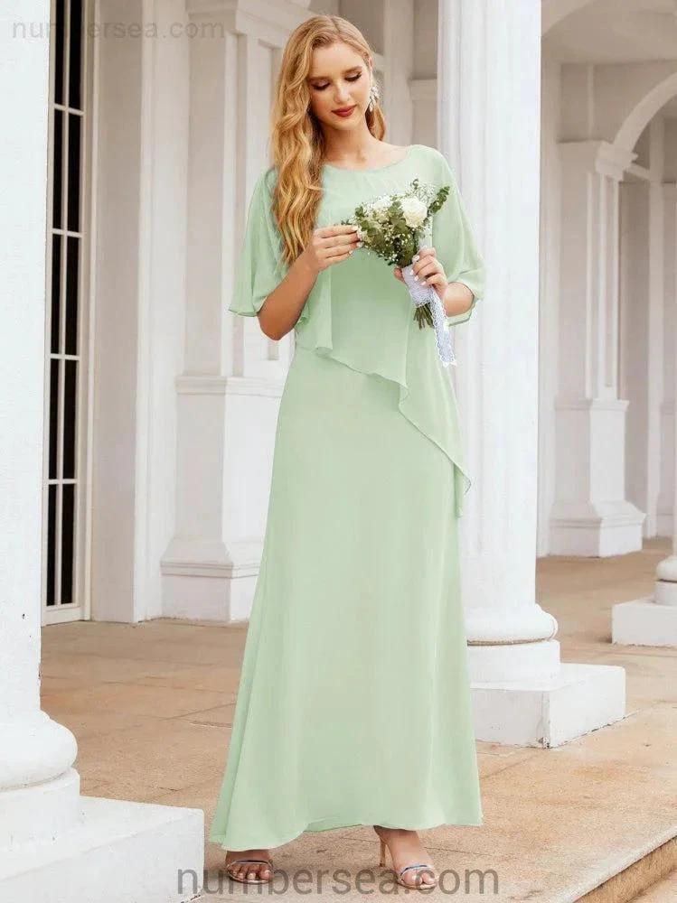 Sunnderly Formal Party Gown Dress Long Mother of The Bride Dresses with Ruffle Cape SY28026 by numbersea