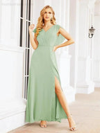 Sunnderly Bridesmaid Dresses Cape Formal Prom Dress Open Back Gowns for Mother of The Bride SY28058 by numbersea